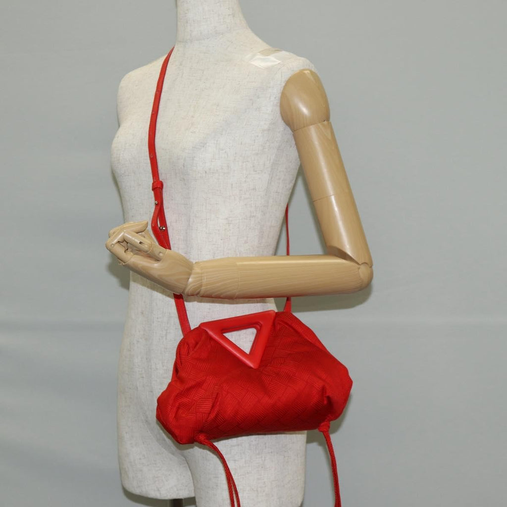 Bottega Veneta Point Shoulder Bag Chunky Knit Fabric Red Nylon Shoulder Bag Bag (Pre-Owned)