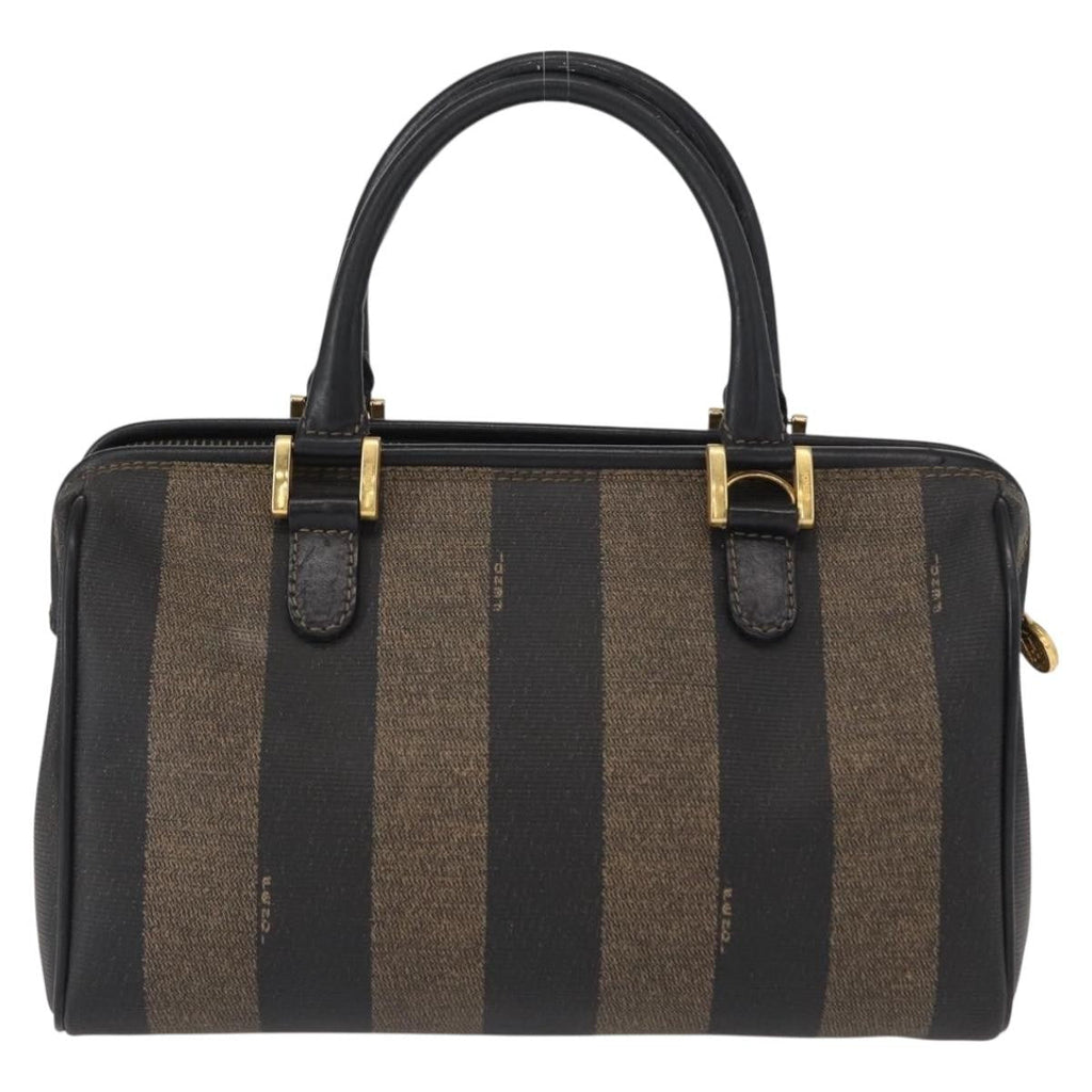 Fendi Vintage Pequin Convertible Boston Bag Coated Canvas Brown Canvas Travel Bag Bag (Pre-Owned)