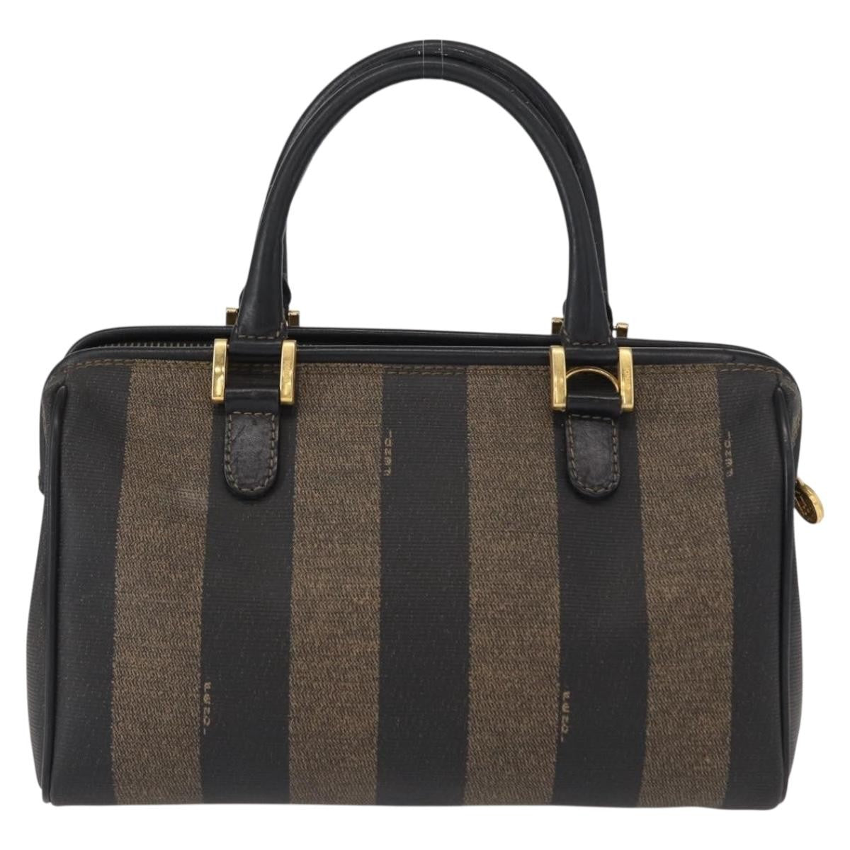 Fendi Vintage Pequin Convertible Boston Bag Coated Canvas Brown Canvas Travel Bag Bag (Pre-Owned)