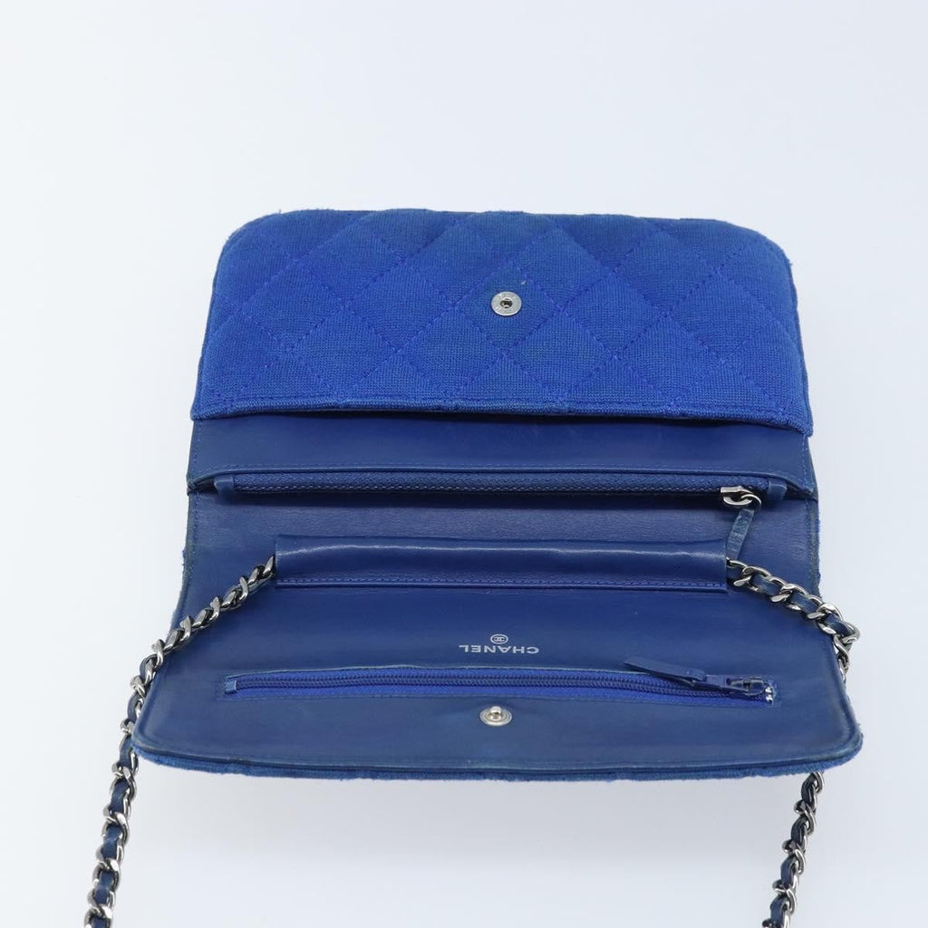 Chanel Wallet On Chain Canvas Navy Canvas Shoulder Bag Bag (Pre-Owned)
