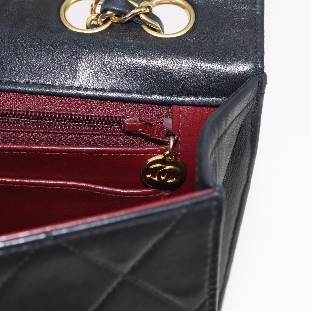 Chanel Vintage Mademoiselle Lock Trapezoid Flap Bag Quilted Lambskin Black Leather Shoulder Bag Bag (Pre-Owned)
