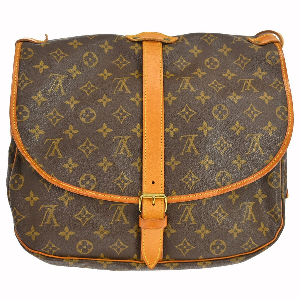 Louis Vuitton Saumur Handbag Monogram Canvas Brown Canvas Shoulder Bag Bag (Pre-Owned)