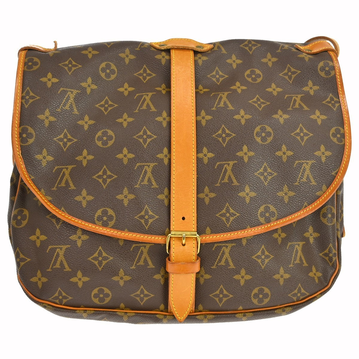Louis Vuitton Saumur Handbag Monogram Canvas Brown Canvas Shoulder Bag Bag (Pre-Owned)