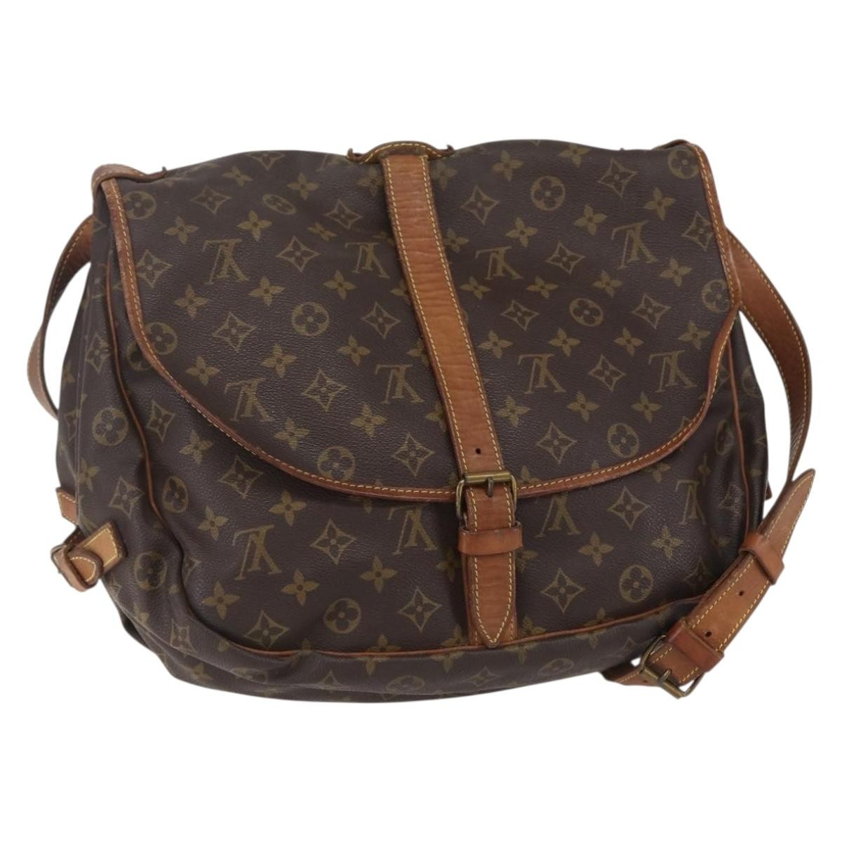 Louis Vuitton Saumur Handbag Monogram Canvas Brown Canvas Shoulder Bag Bag (Pre-Owned)