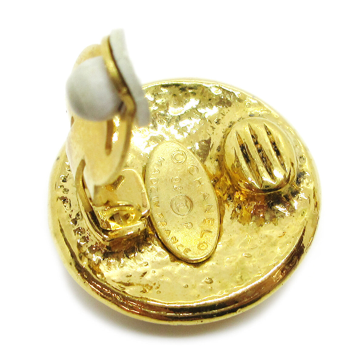Chanel Vintage Cc Round Clip-On Earrings Metal Gold Gold_Plated Earrings Jewelry (Pre-Owned)