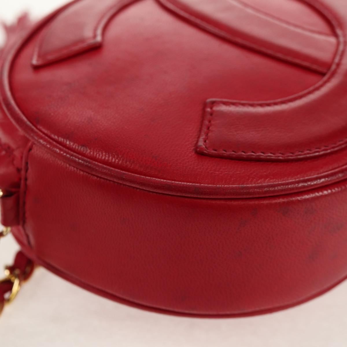 Chanel Vintage Oval Cc Tassel Crossbody Bag Leather Red Leather Shoulder Bag Bag (Pre-Owned)