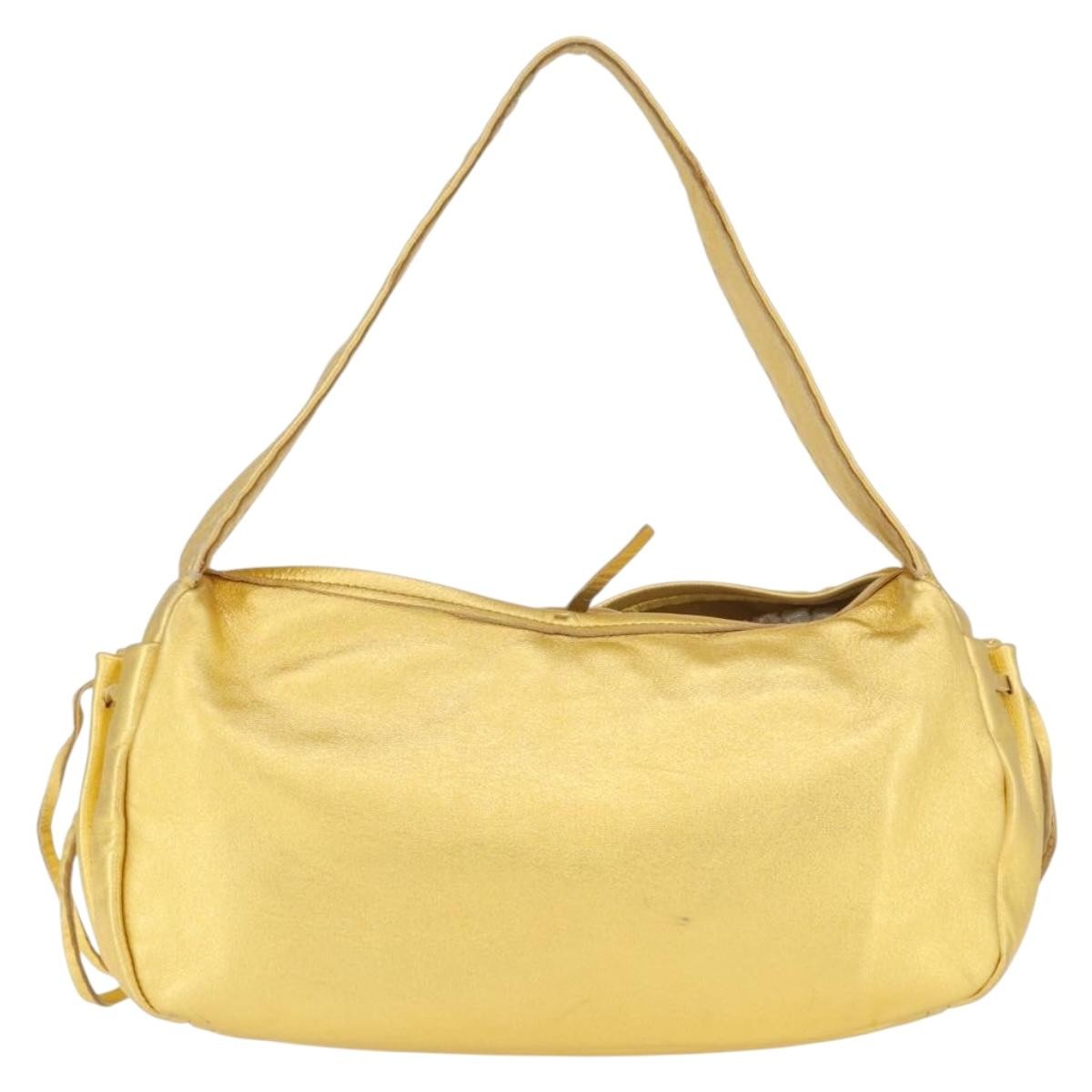 Prada Vintage Shoulder Bag Leather Gold Leather Shoulder Bag Bag (Pre-Owned)