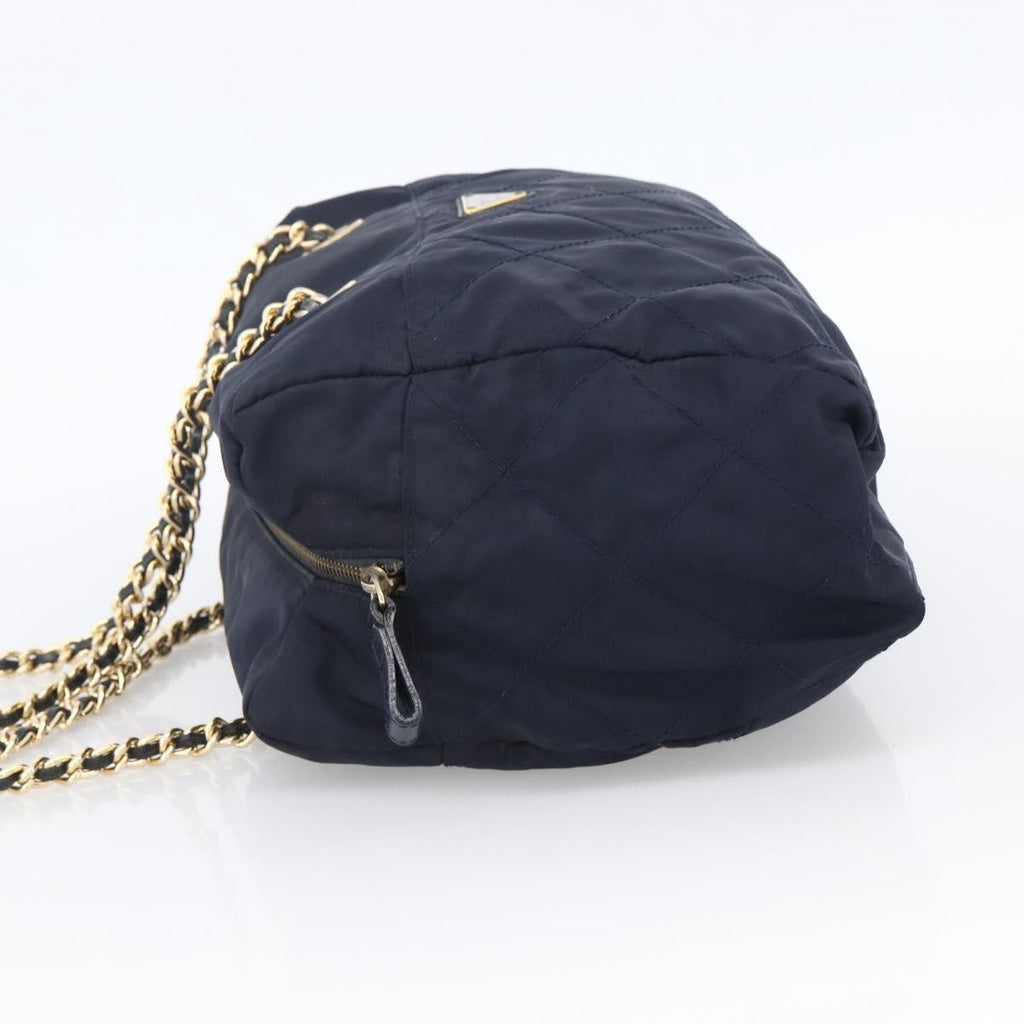 Prada Re-Edition 1995 Chain Tote Quilted Re-Nylon Navy Nylon Shoulder Bag Bag (Pre-Owned)
