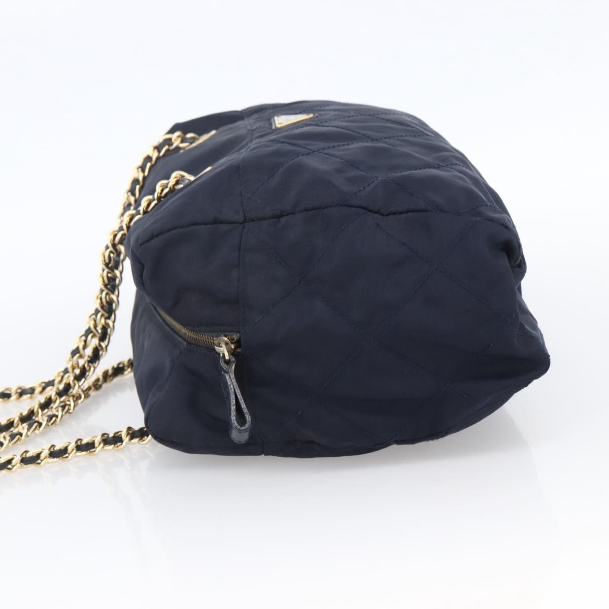 Prada Re-Edition 1995 Chain Tote Quilted Re-Nylon Navy Nylon Shoulder Bag Bag (Pre-Owned)
