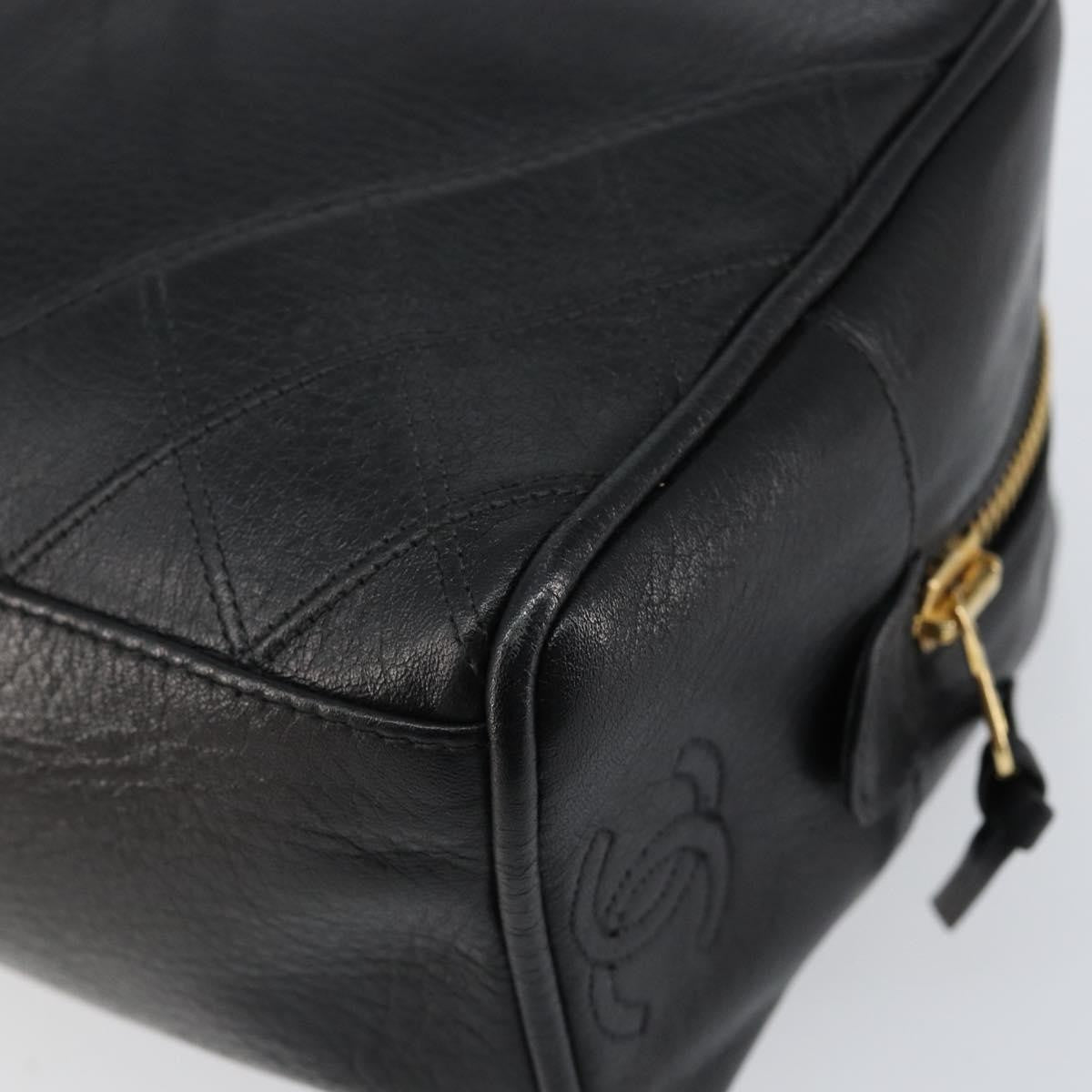 Chanel Vintage Toiletry Pouch Leather Black Leather Clutche & Pouche Bag (Pre-Owned)