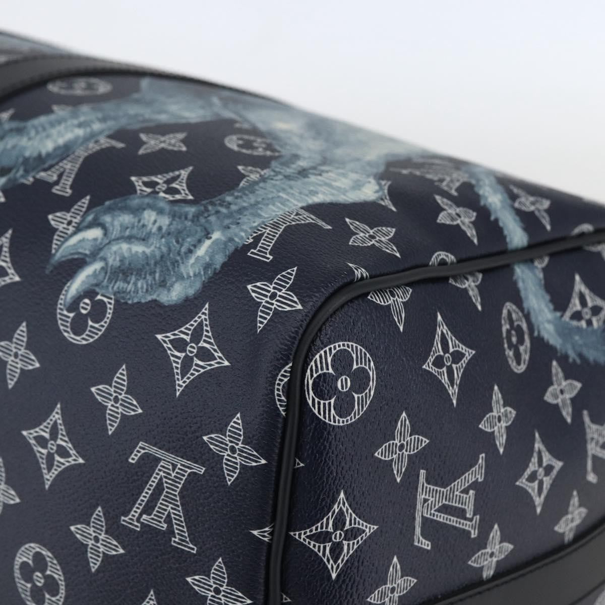 Louis Vuitton Keepall Bandouliere Bag Limited Edition Chapman Savane Monogram Canvas Navy Canvas Travel Bag Bag (Pre-Owned)