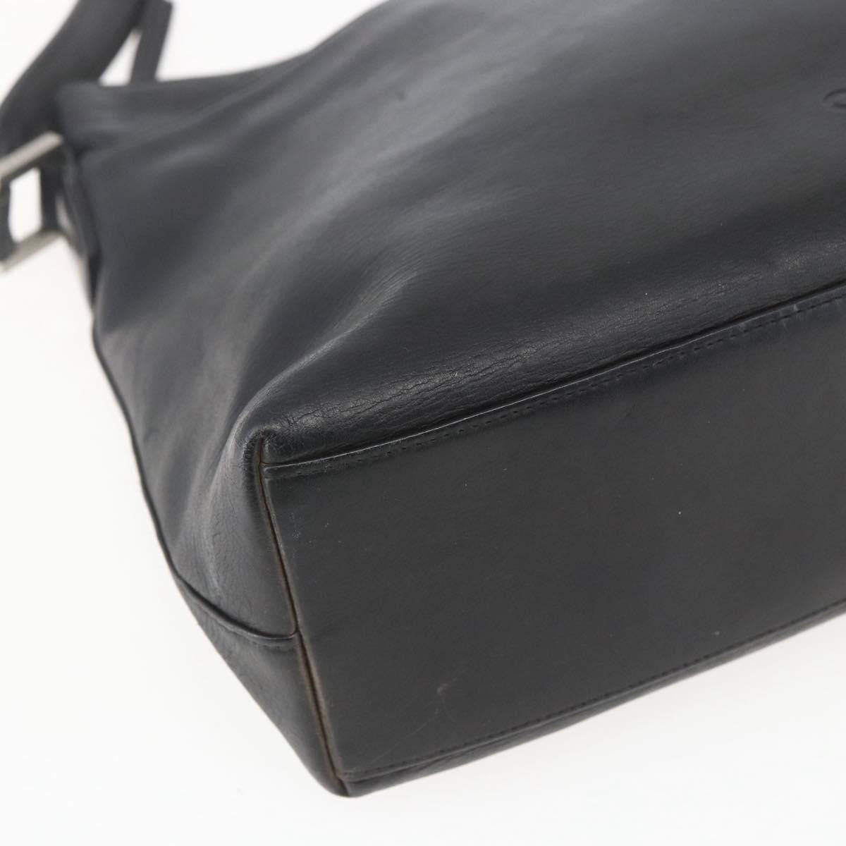 Chanel Vintage Shoulder Bag Leather Black Leather Shoulder Bag Bag (Pre-Owned)
