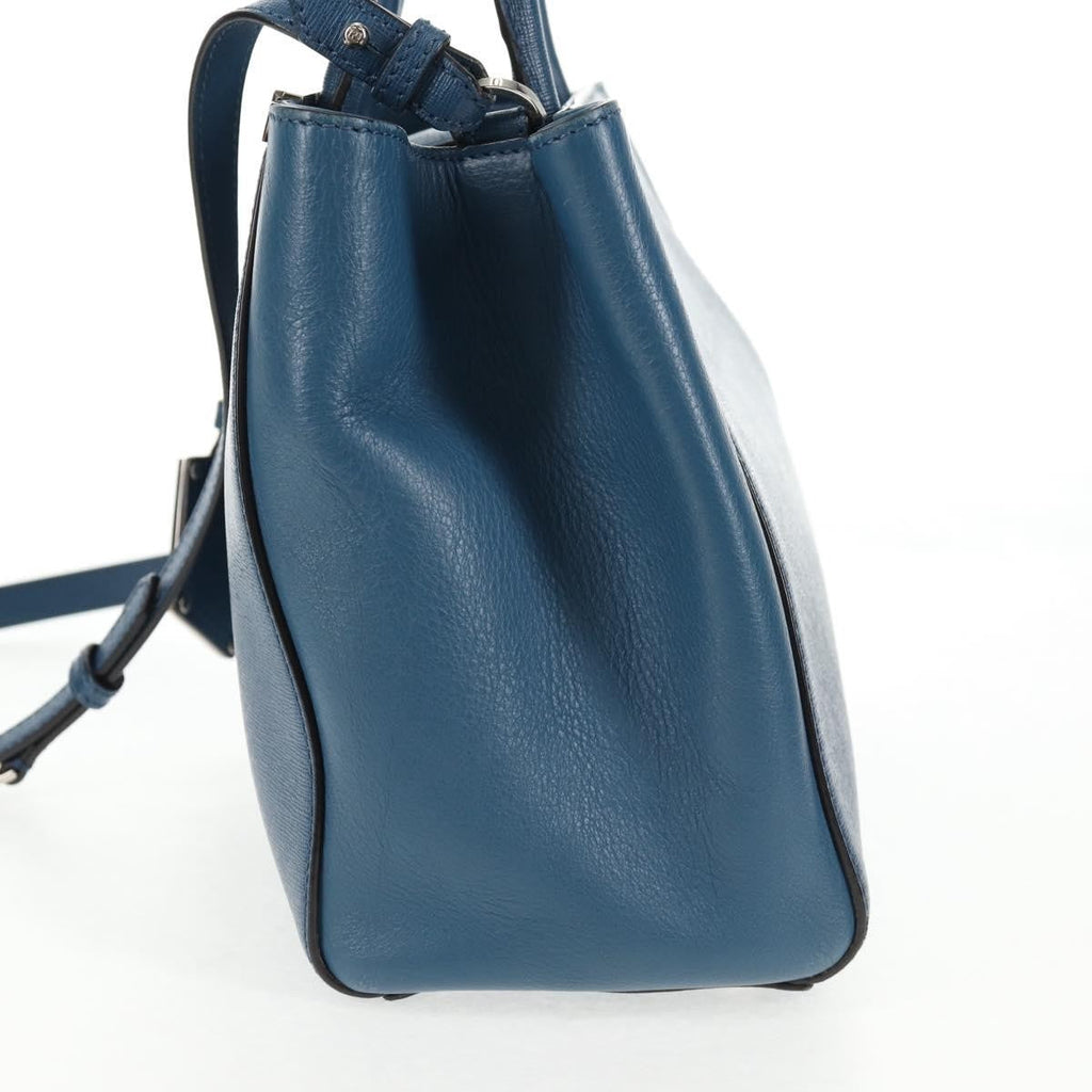 Fendi 2Jours Bag Leather Blue Leather Bag (Pre-Owned)