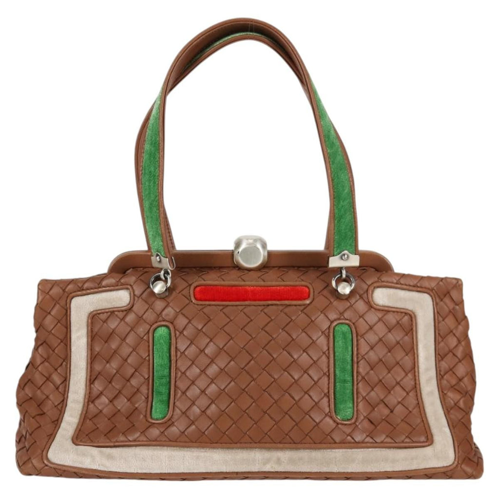 Bottega Veneta Intrecciato Leather Brown Leather Handbag (Pre-Owned)