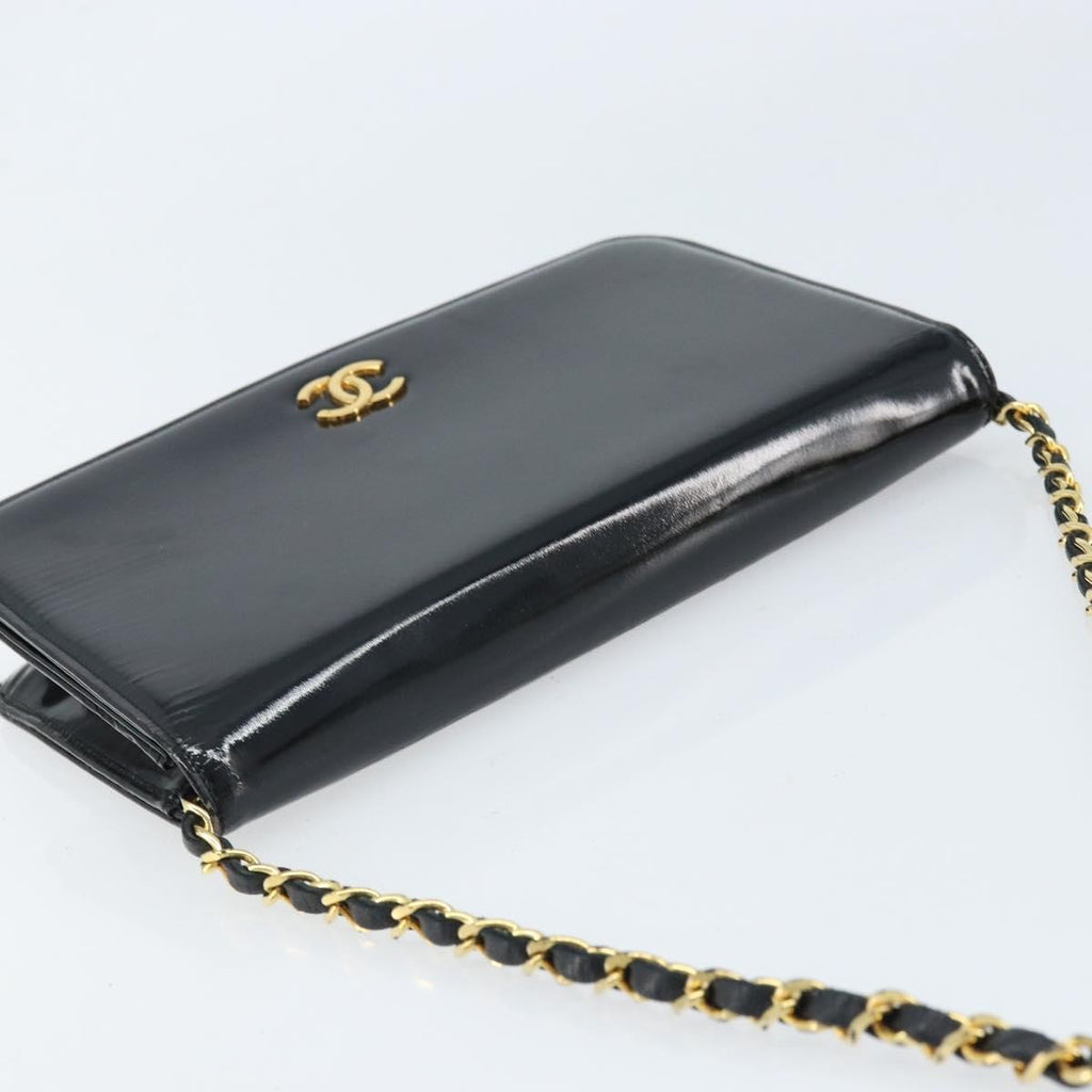 Chanel Wallet On Chain Quilted Patent Black Patent_Leather Shoulder Bag Bag (Pre-Owned)