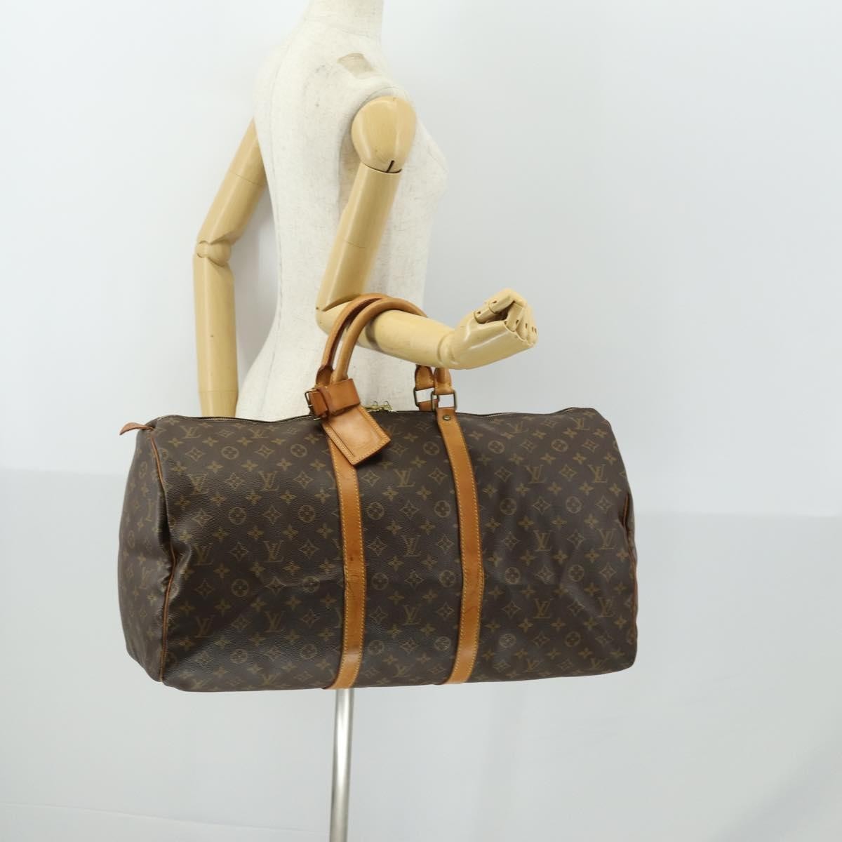 Louis Vuitton Keepall Bag Monogram Canvas Brown Canvas Travel Bag Bag (Pre-Owned)