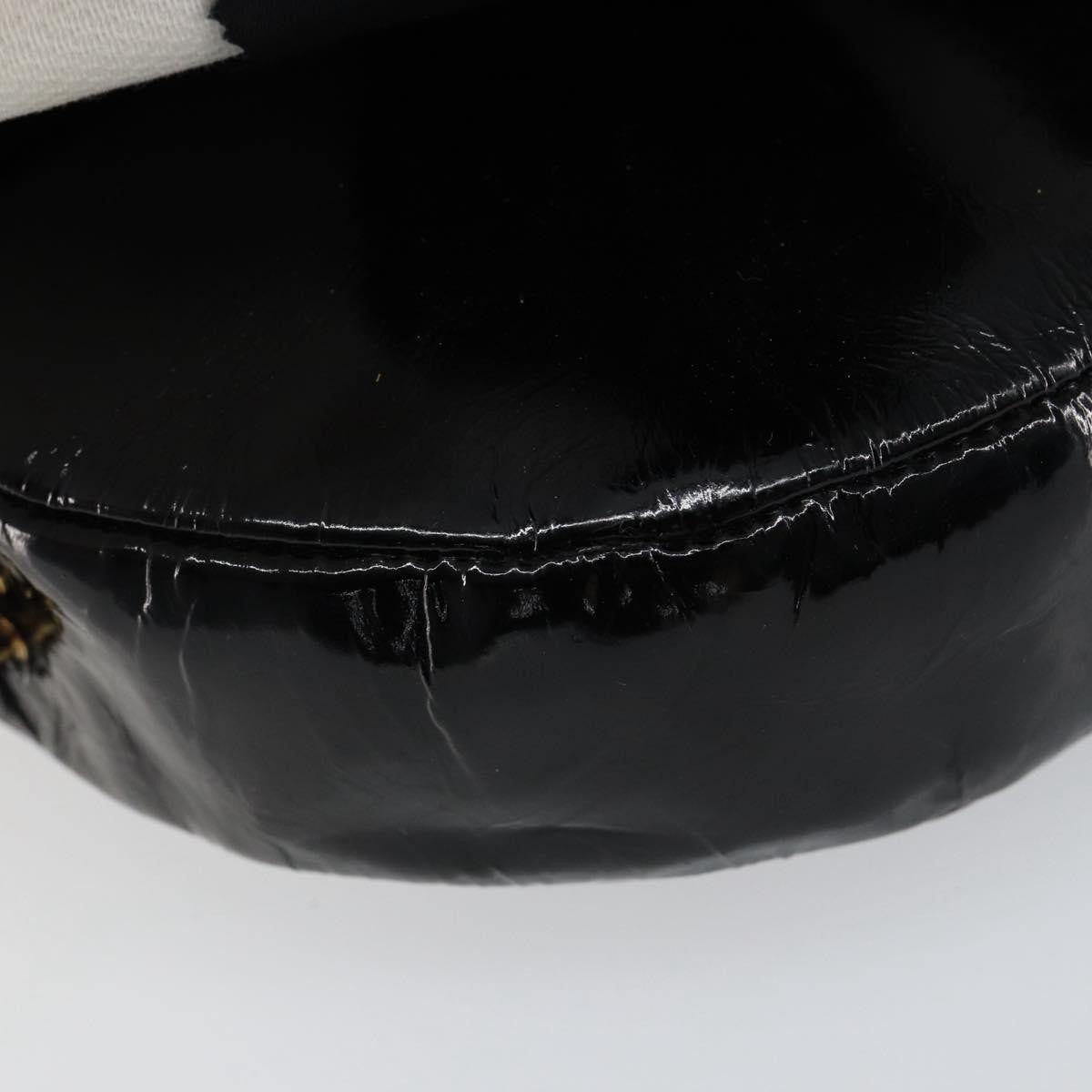 Chanel Vintage Camellia Round Evening Bag Lambskin And Satin Black Patent_Leather Clutche & Pouche Bag (Pre-Owned)