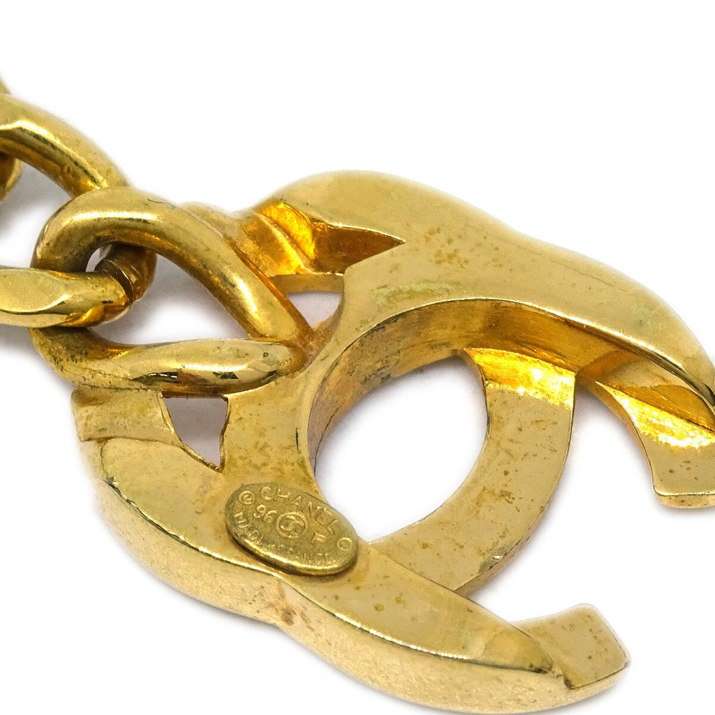 Chanel Vintage Cc Turnlock Chain Bracelet Metal Gold Gold_Plated Bracelet Jewelry (Pre-Owned)