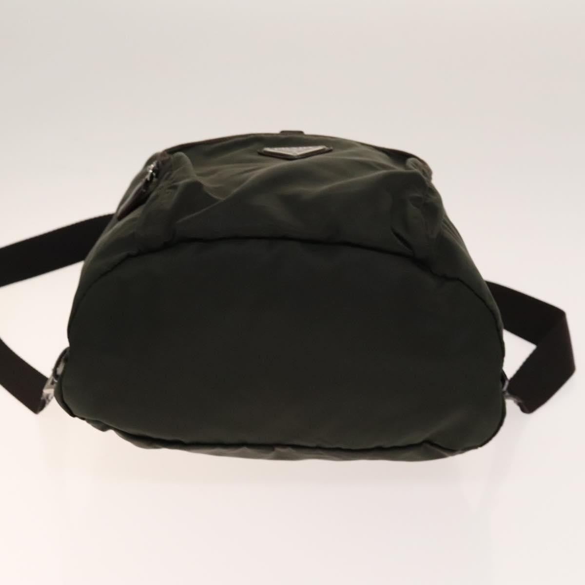 Prada Front Pocket Buckle Backpack Nylon Khaki Nylon Backpack Bag (Pre-Owned)