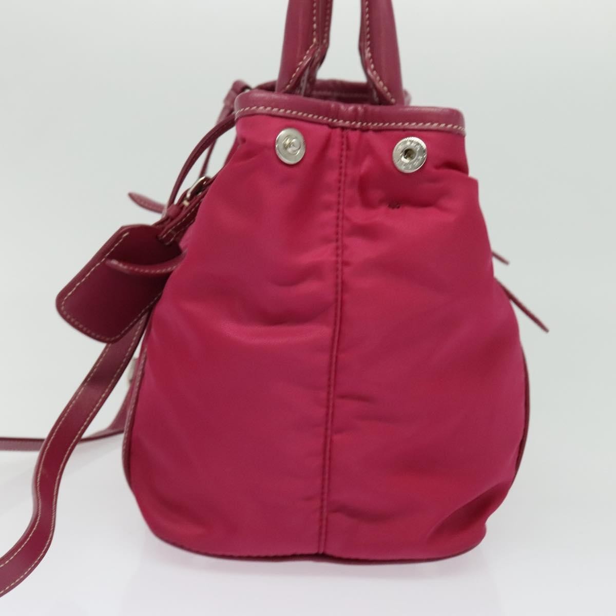 Prada Convertible Belted Hobo Tessuto With Leather Pink Nylon Tote Bag Bag (Pre-Owned)