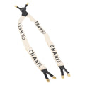 Chanel Logo Suspenders Canvas White Canvas Belts Accessory (Pre-Owned)