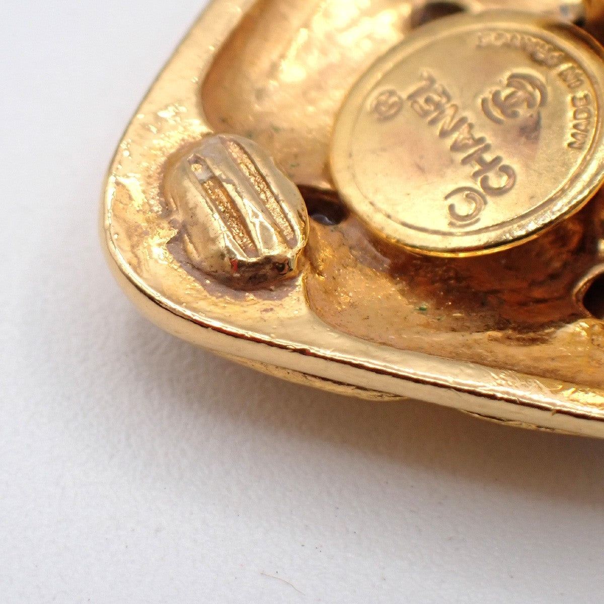 Chanel Vintage Cc Diamond Shape Clips-On Earrings Gold-Plated Gold Gold_Plated Earrings Jewelry (Pre-Owned)