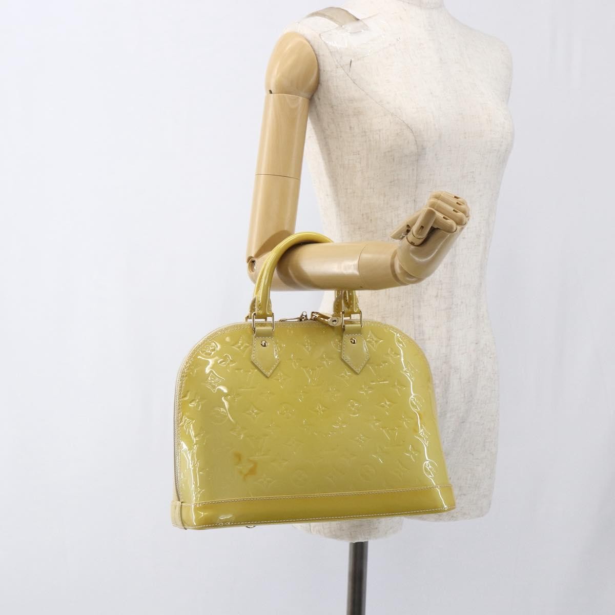 Louis Vuitton Alma Handbag Monogram Vernis Beige Patent_Leather Handbag (Pre-Owned)