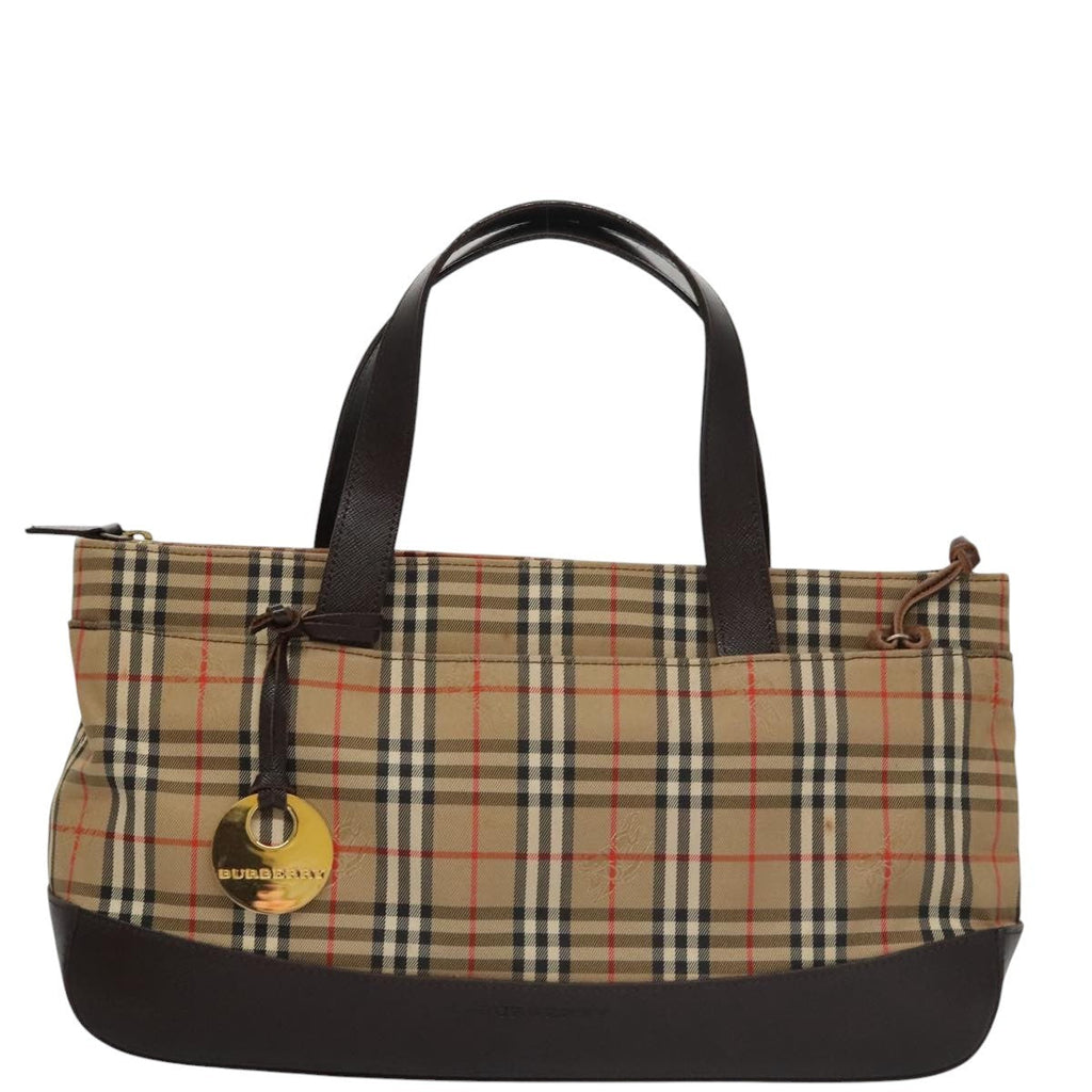 Burberry Nova Check Handbag Nova Check Canvas And Leather Beige Canvas Handbag (Pre-Owned)