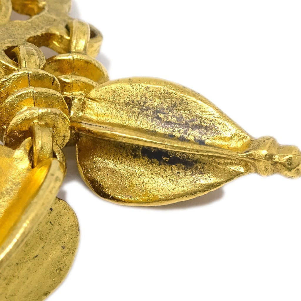 Chanel Vintage Cc Round Drop Clip-On Earrings Metal Gold Gold_Plated Earrings Jewelry (Pre-Owned)