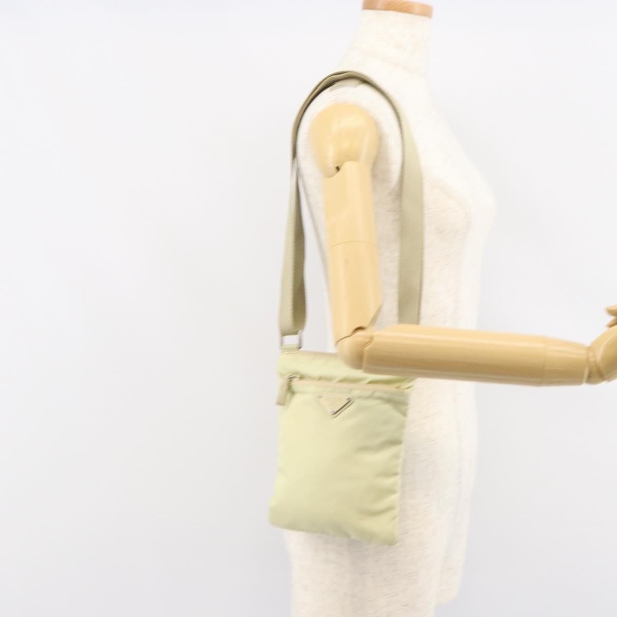 Prada Flat Messenger Bag Tessuto Ecru Nylon Shoulder Bag Bag (Pre-Owned)