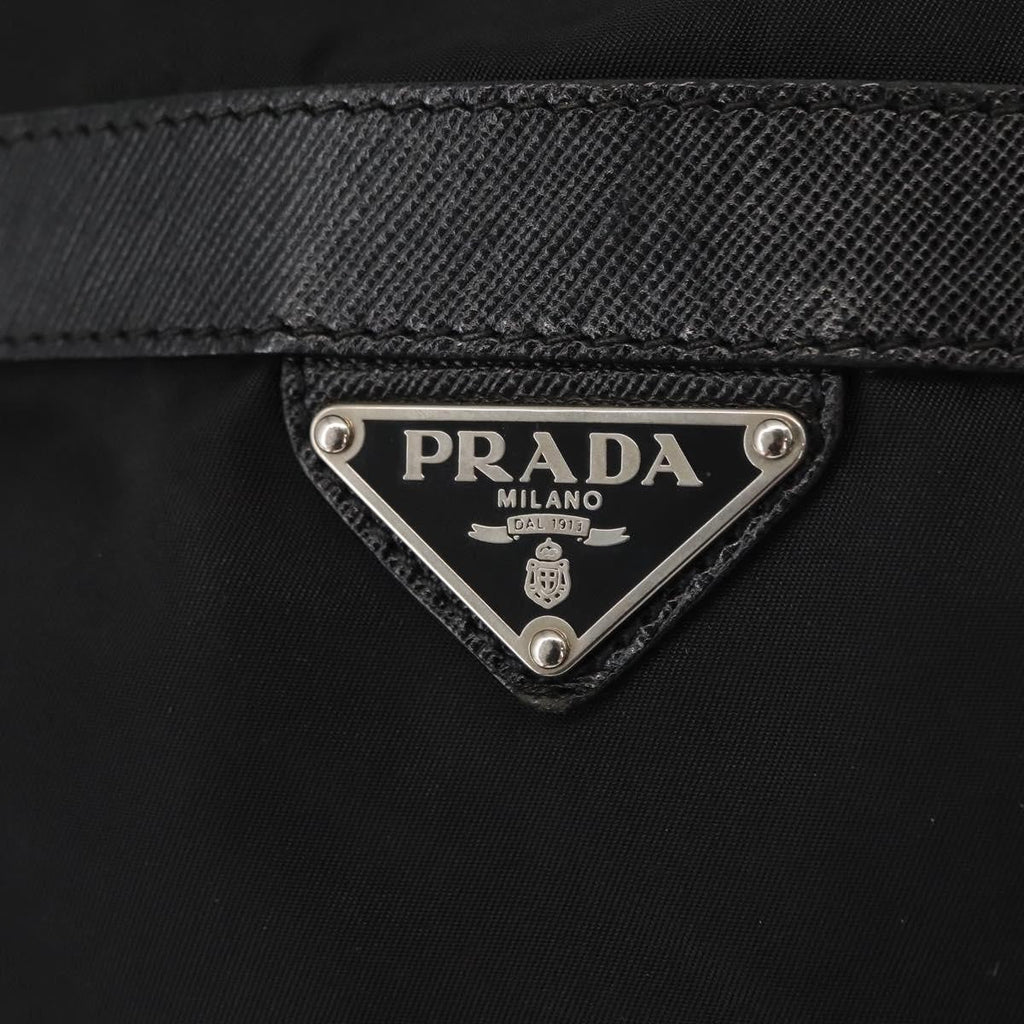 Prada Double Pocket Drawstring Shoulder Bag Tessuto Black Nylon Shoulder Bag Bag (Pre-Owned)