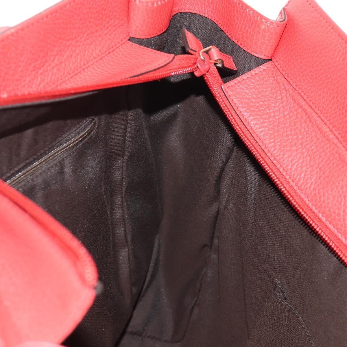 Gucci Grand Prix Interlocking Gg Tote Grainy Leather Red Leather Tote Bag Bag (Pre-Owned)
