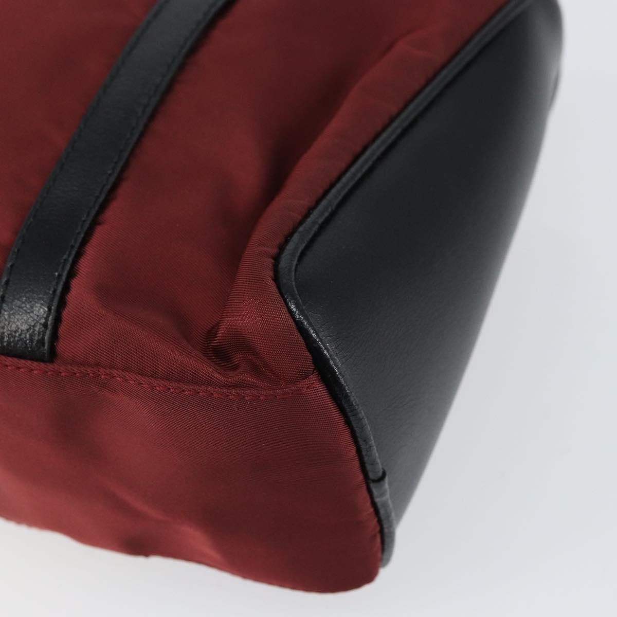 Prada Vintage Zip Handbag Tessuto Burgundy Nylon Handbag (Pre-Owned)