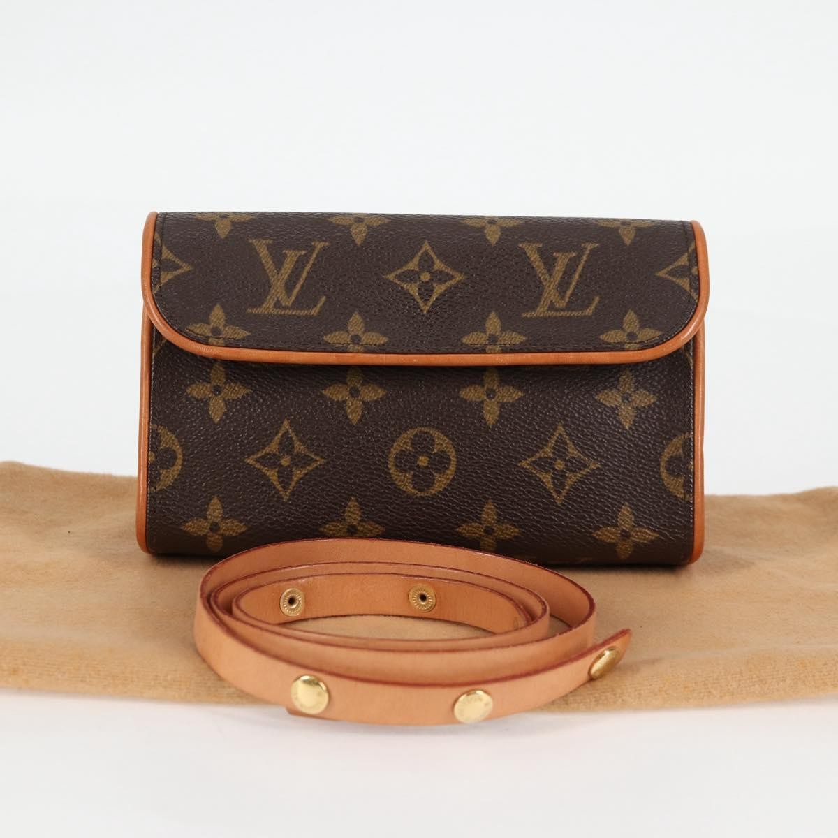Louis Vuitton Florentine Waist Bag Monogram Canvas Brown Canvas Clutche & Pouche Bag (Pre-Owned)