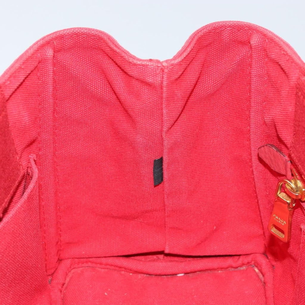 Prada Canapa Tote Canvas Red Canvas Tote Bag Bag (Pre-Owned)