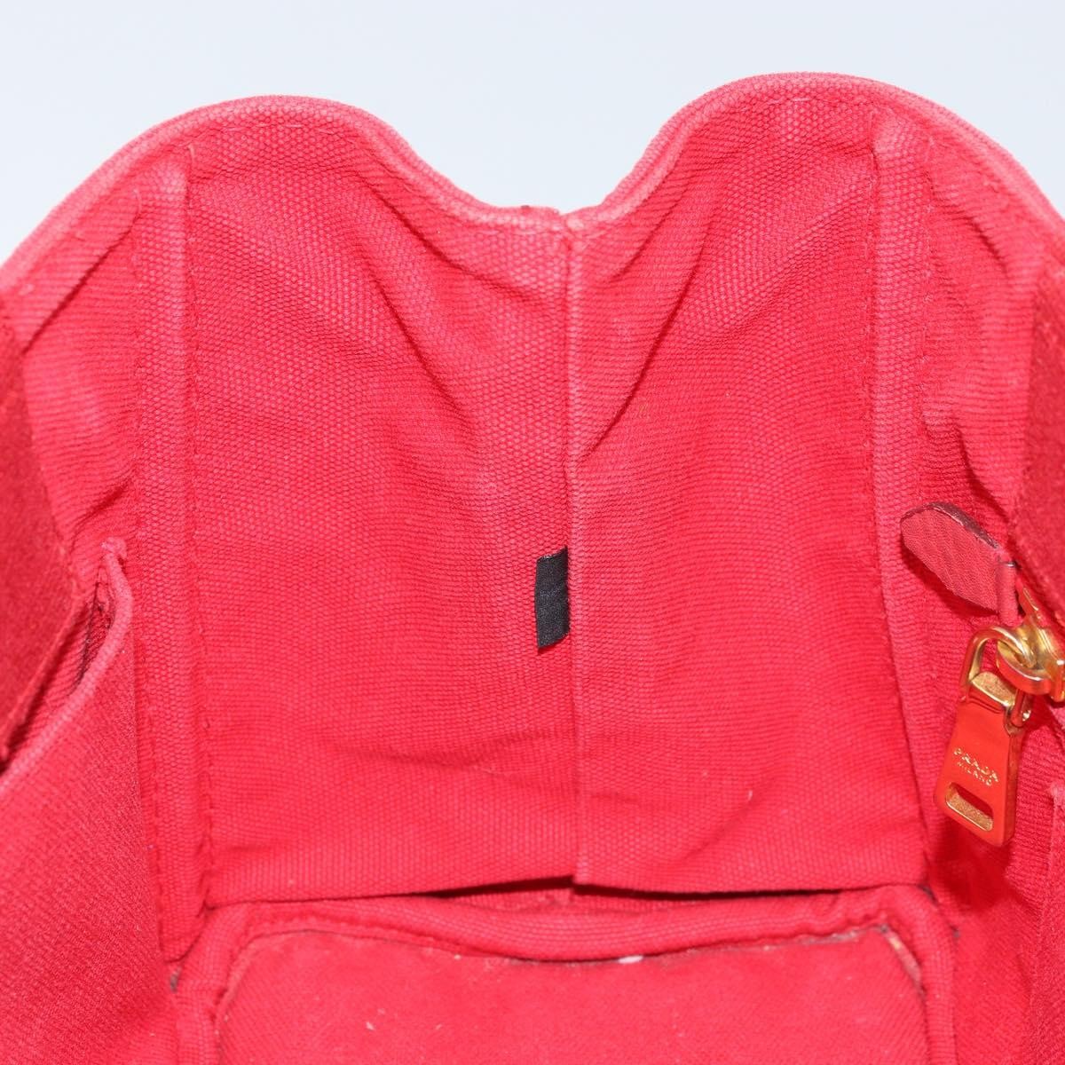 Prada Canapa Tote Canvas Red Canvas Tote Bag Bag (Pre-Owned)