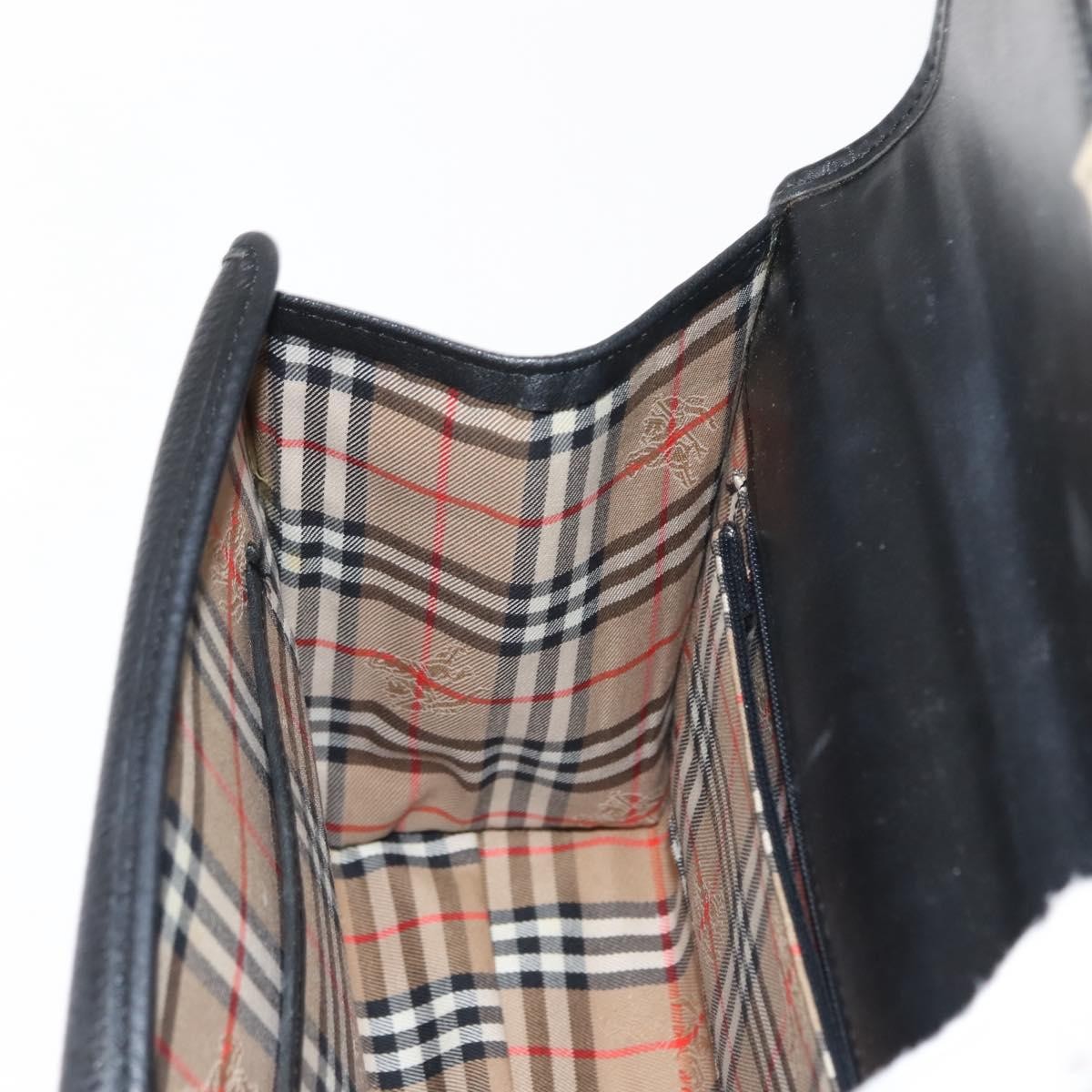 Burberry Vintage Handbag Leather Black Leather Handbag (Pre-Owned)