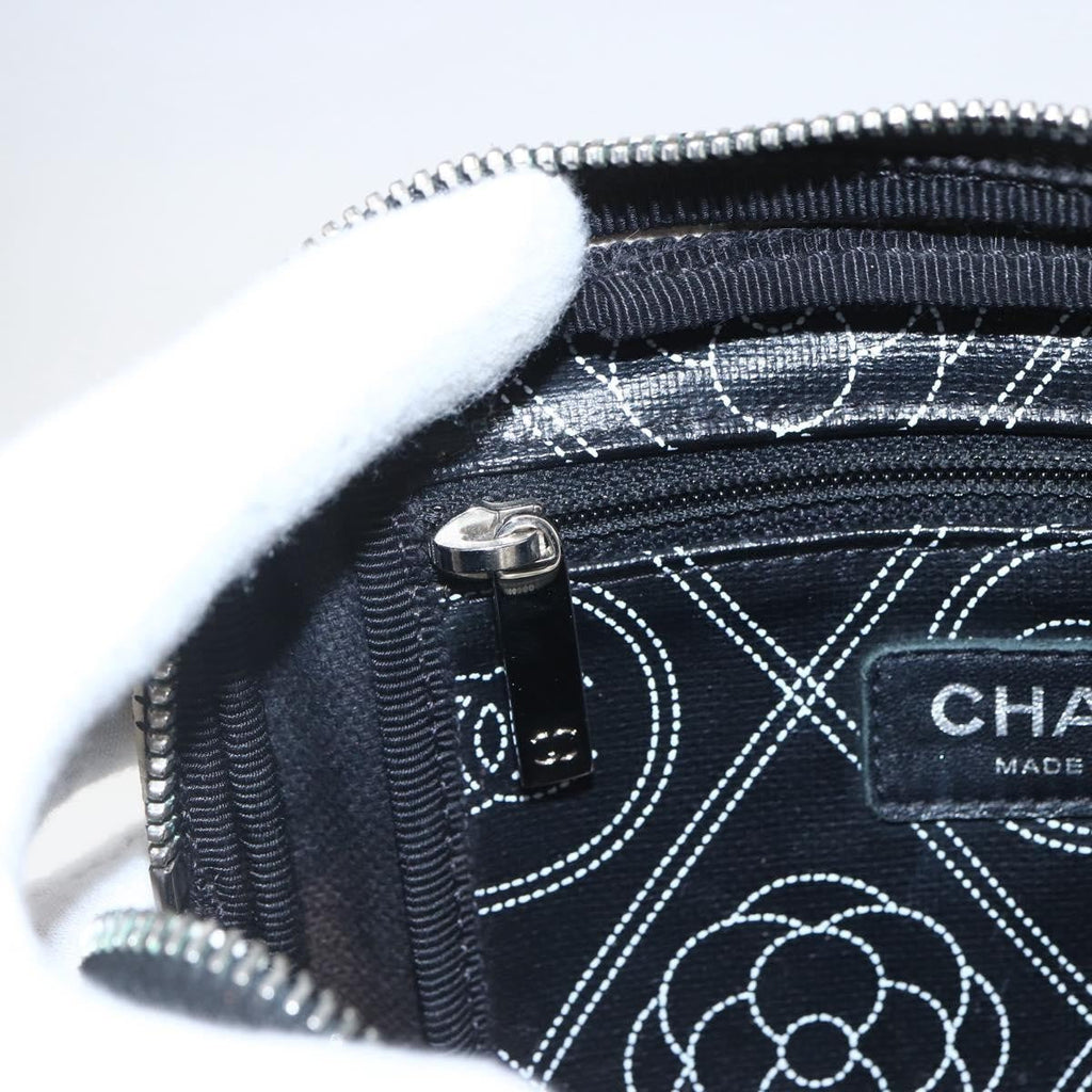 Chanel Logo Camera Case Clutch Printed Coated Canvas Black Pvc Clutche & Pouche Bag (Pre-Owned)