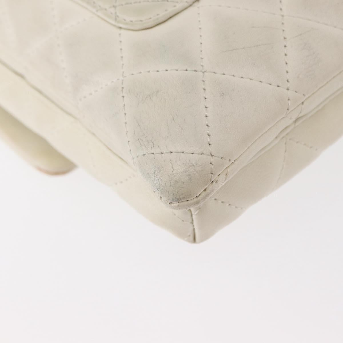 Chanel Cambon Flap Crossbody Bag Quilted Lambskin White Leather Shoulder Bag Bag (Pre-Owned)