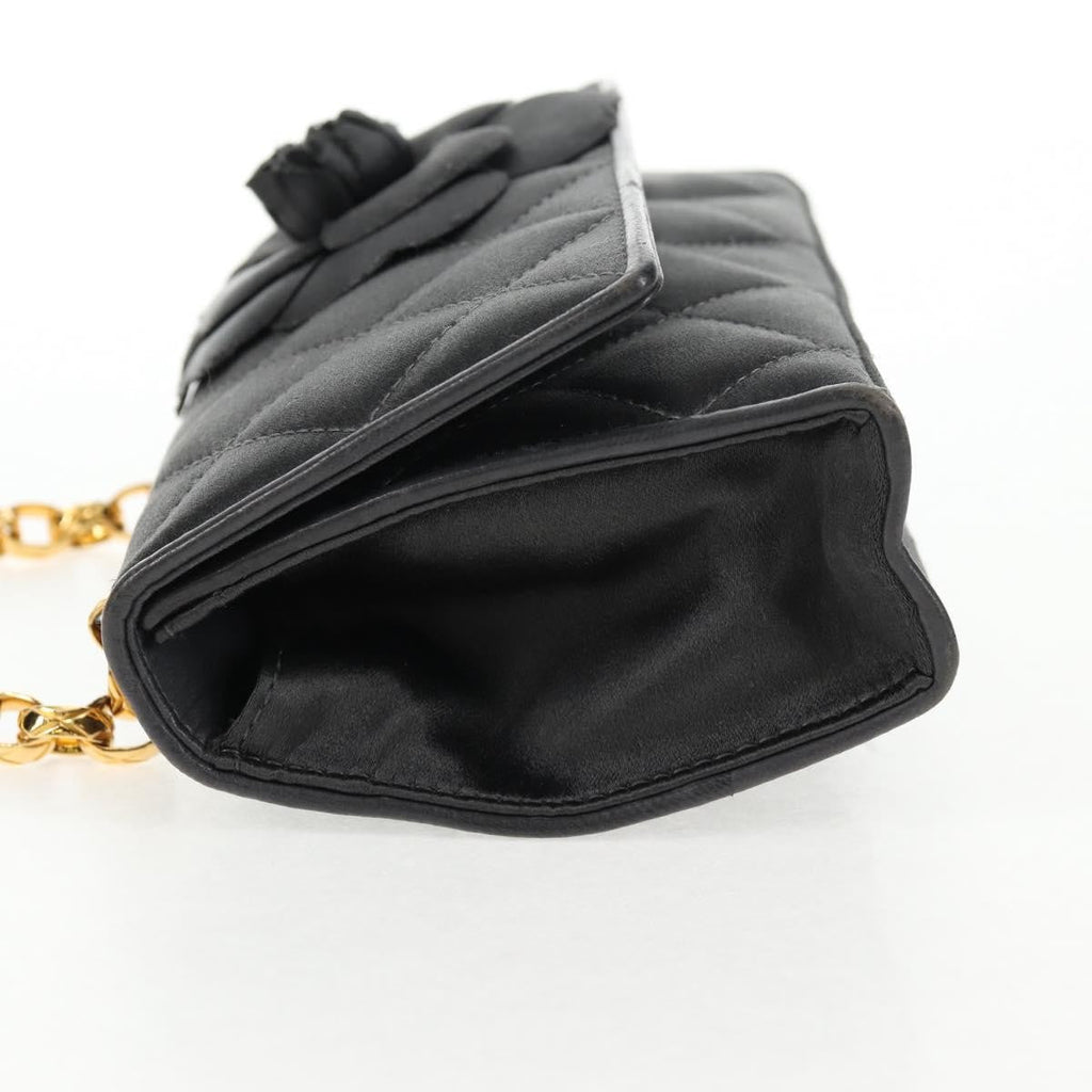 Chanel Vintage Camellia Flap Bag Satin Gray Satin Clutche & Pouche Bag (Pre-Owned)