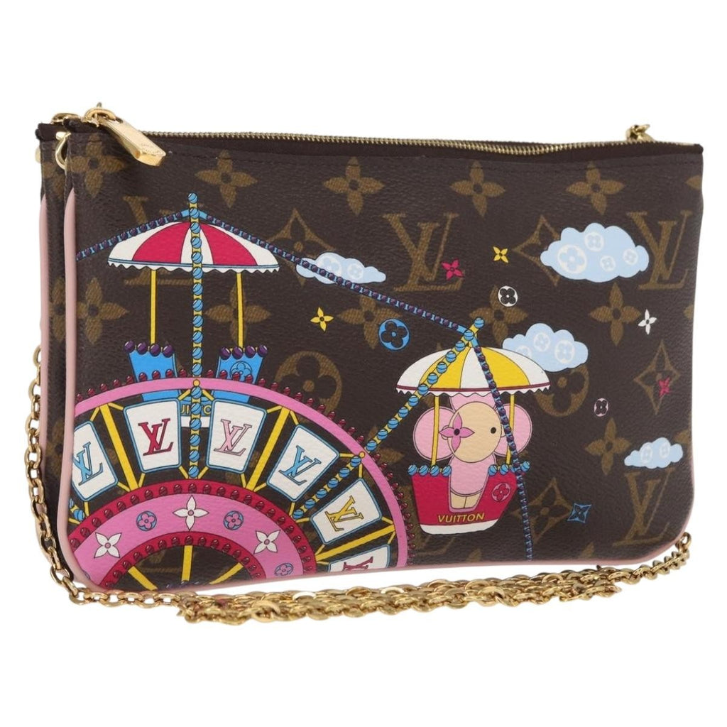 Louis Vuitton Double Zip Pochette Limited Edition Vivienne Xmas Monogram Canvas Brown Canvas Clutche & Pouche Bag (Pre-Owned)