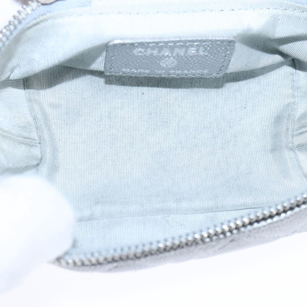 Chanel Classic Vanity Case With Chain Quilted Caviar Silver Leather Shoulder Bag Bag (Pre-Owned)