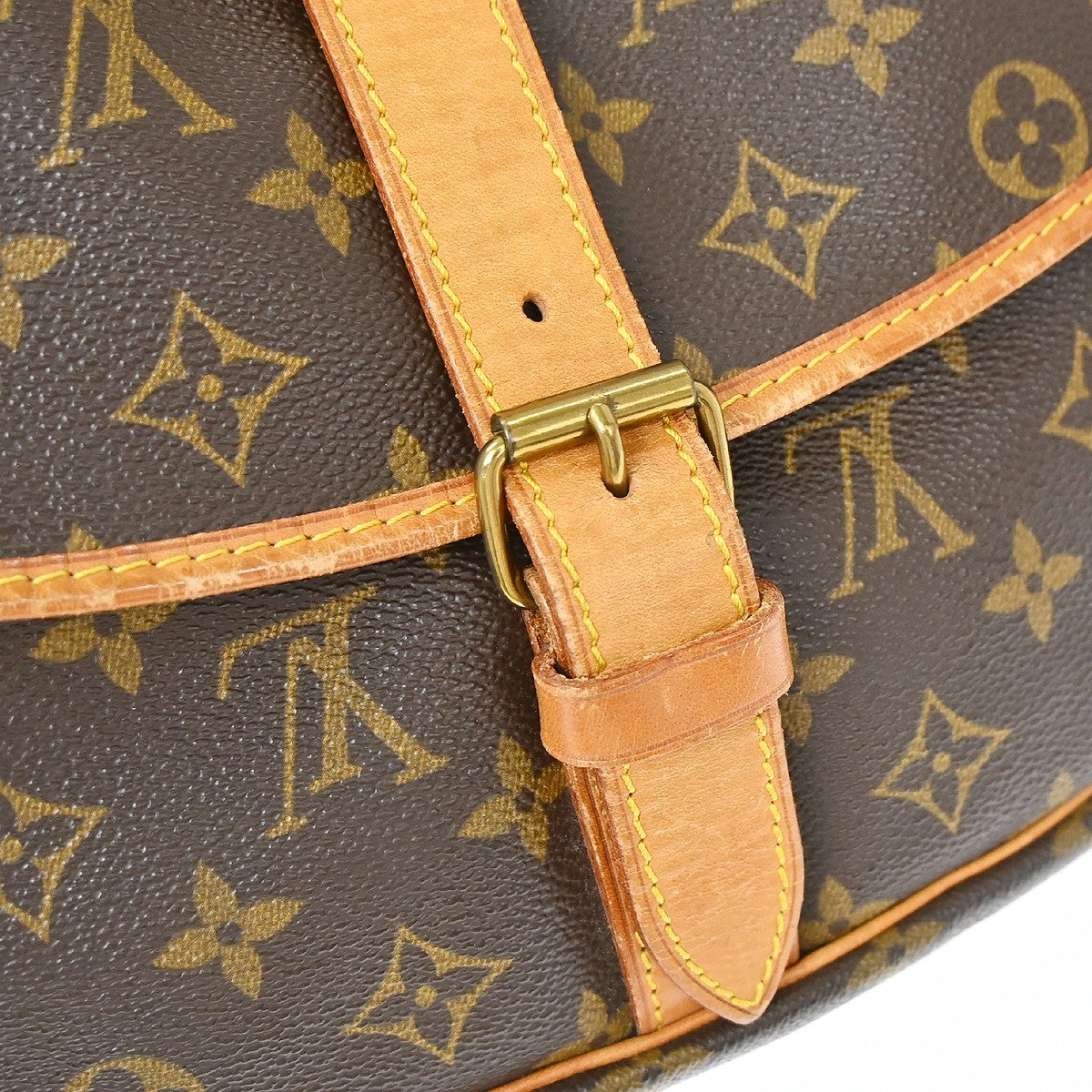 Louis Vuitton Saumur Handbag Monogram Canvas Brown Canvas Shoulder Bag Bag (Pre-Owned)