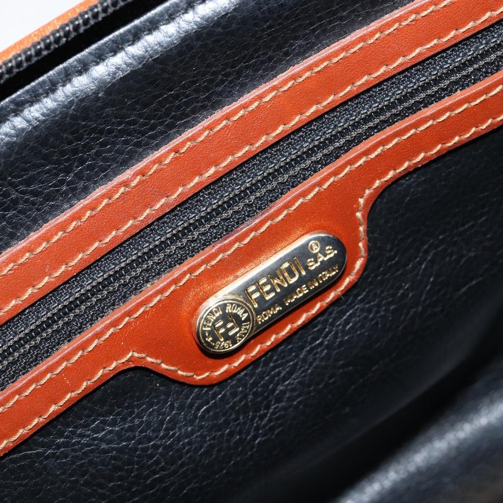 Fendi Vintage Pequin Convertible Boston Bag Coated Canvas Black Canvas Handbag (Pre-Owned)