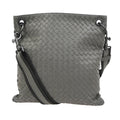 Bottega Veneta Flat Messenger Bag Intrecciato Nappa Gray Leather Shoulder Bag Bag (Pre-Owned)