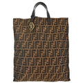 Fendi Special Shopping Tote Zucca Canvas Brown Canvas Tote Bag Bag (Pre-Owned)