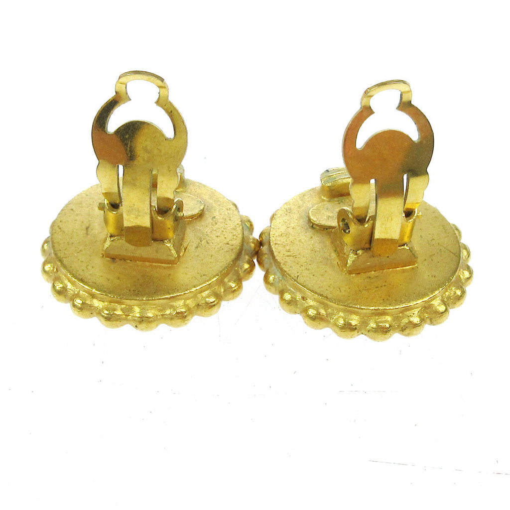 Chanel Cc Round Earrings Metal Gold Gold_Plated Earrings Jewelry (Pre-Owned)
