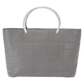 Chanel Vintage Chocolate Bar Metal Ring Tote Quilted Lambskin Gray Leather Tote Bag Bag (Pre-Owned)