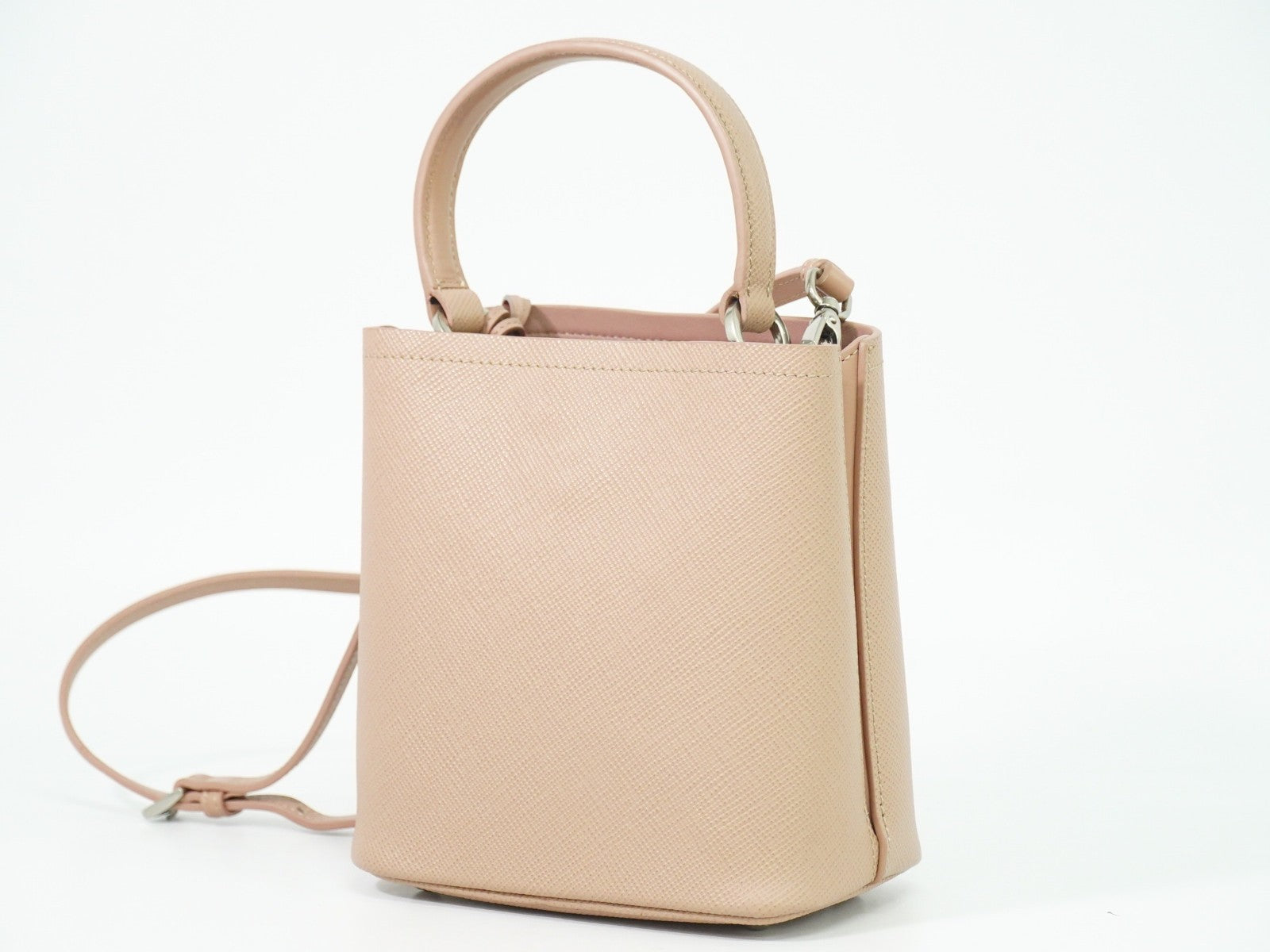 Prada Panier Bucket Bag Saffiano Leather Beige Leather Bag (Pre-Owned)