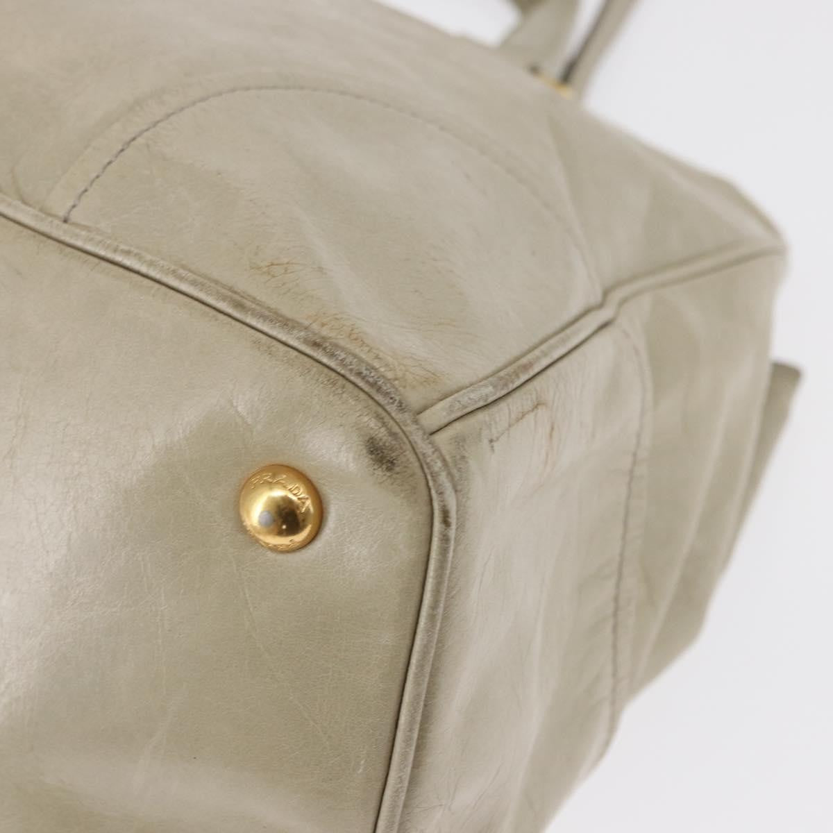 Prada Tote Vitello Daino Vitello Daino Beige Leather Handbag (Pre-Owned)